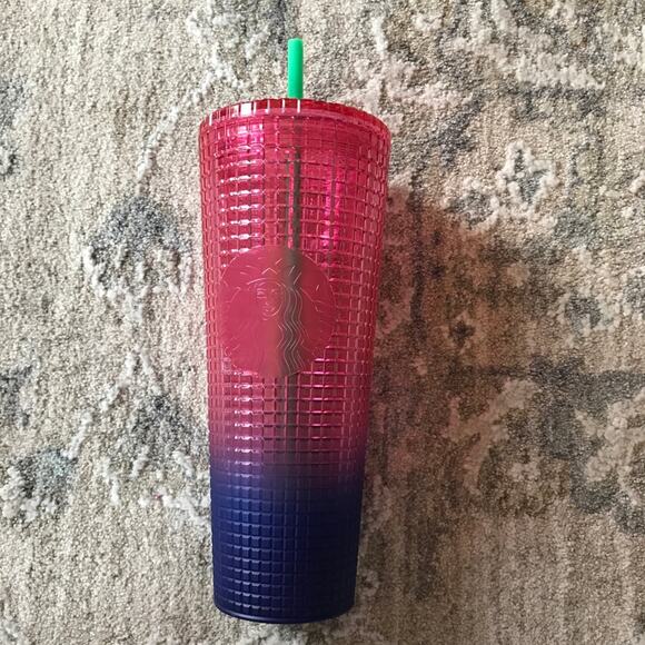 NWT Starbucks Purple and Pink Grid Cup - Picture 1 of 5